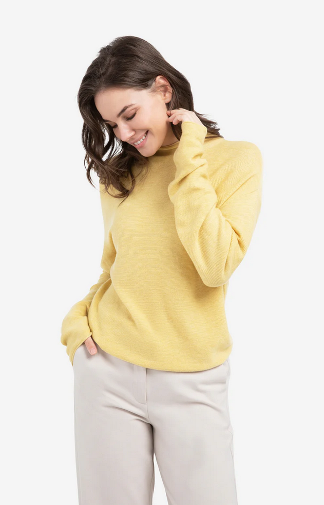 Textured High Neck Button Pullover