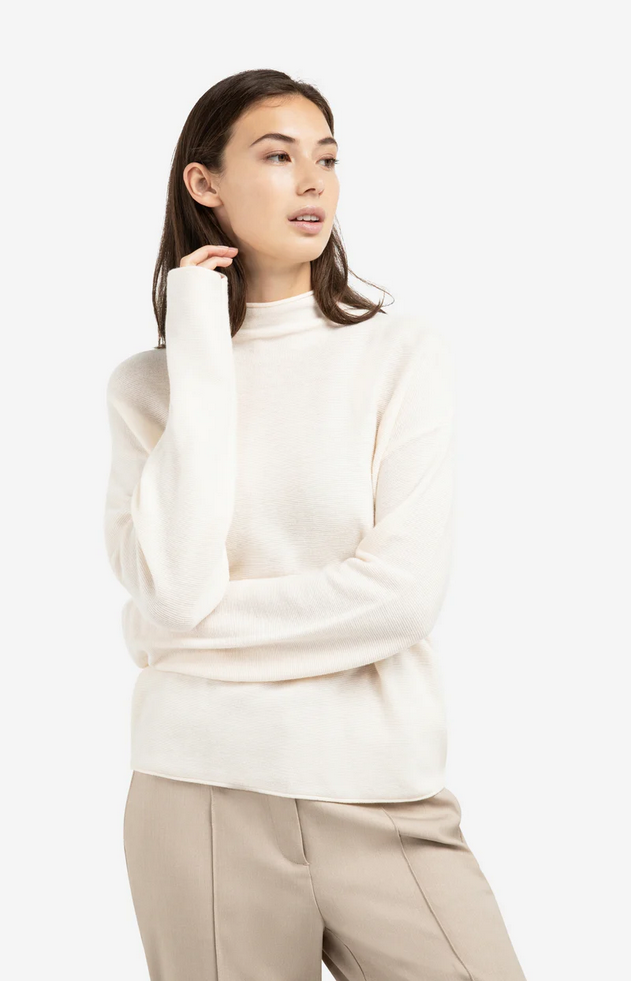Textured High Neck Button Pullover