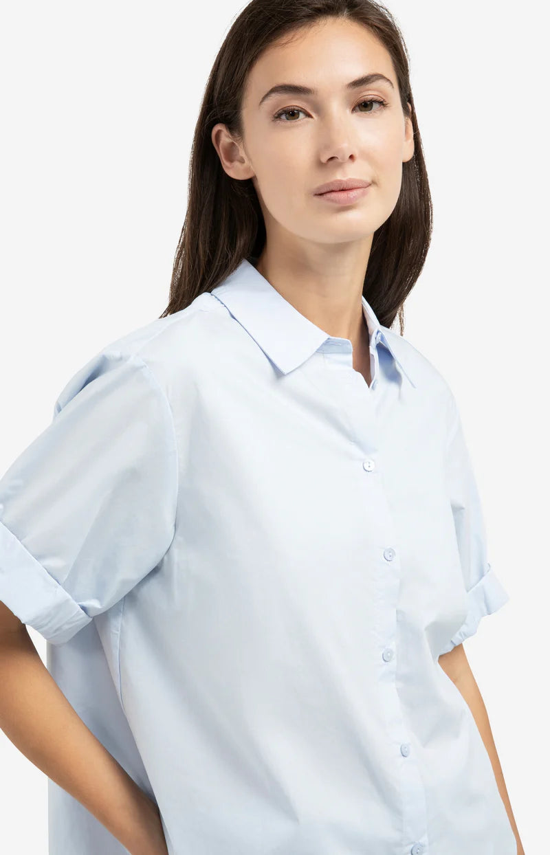 Blouse with Short Roll Up Sleeve
