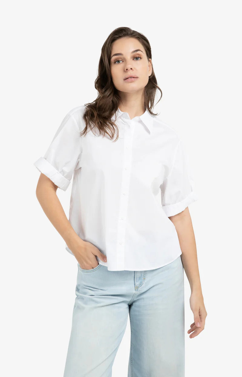 Blouse with Short Roll Up Sleeve