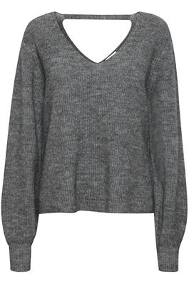 B YOUNG MARTINE OPEN BACK SWEATER -  MID GREY MELANGE
