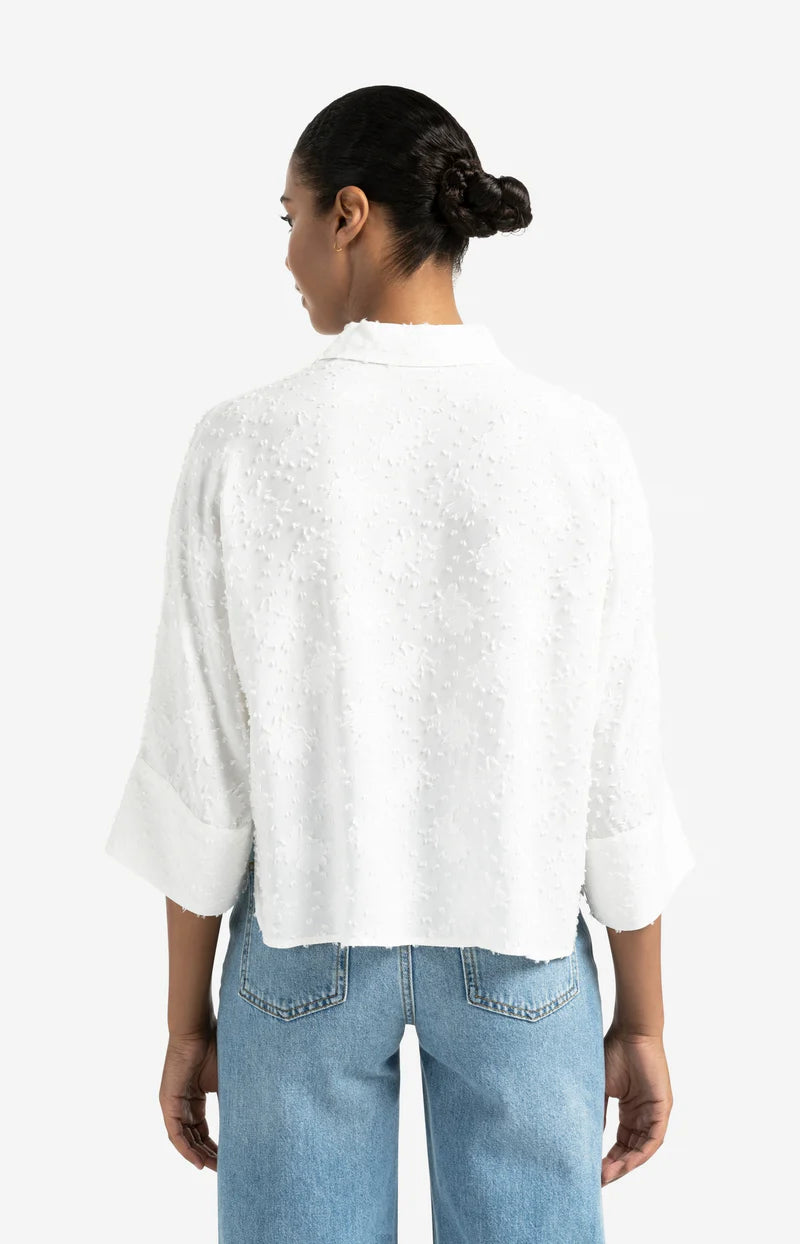 Cropped Loose Fit Jacquard Blouse