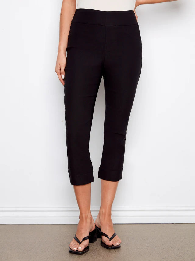 Cuff Cropped Capri Black