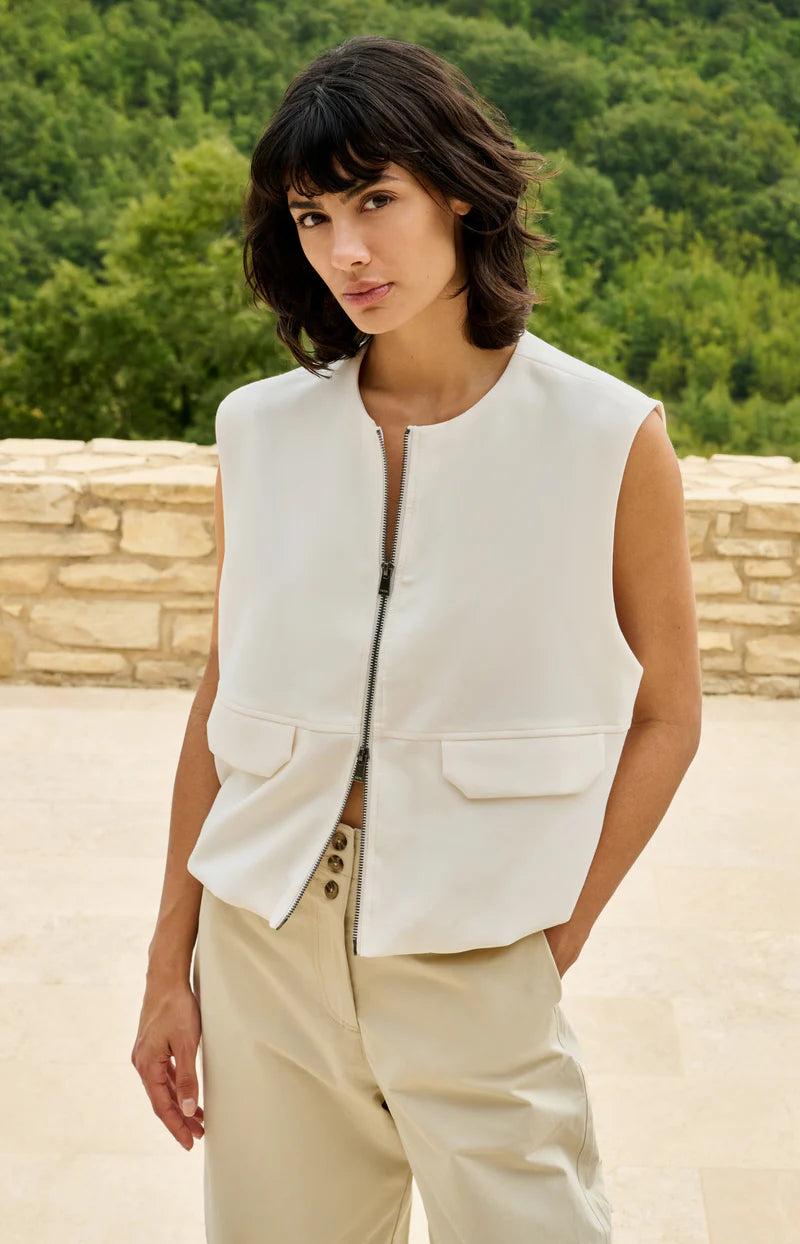 Woven Vest with Balloon Hem