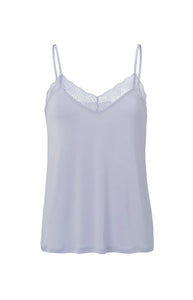 YAYA LACE STRAPPY TOP WITH JERSEY BODY -  EVENING HAZE PURPLE