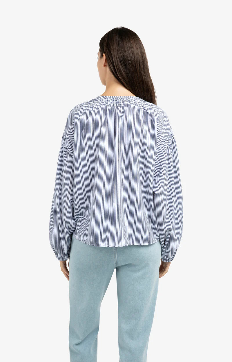 Stripped Blouse with Shirring