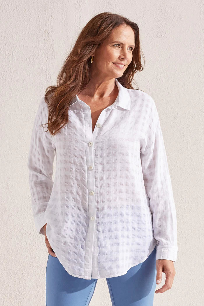White Block Blouse
