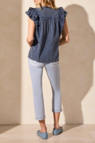 Frill Blouse Scuba Blue