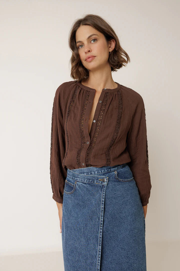 Double-Gauze Lace Blouse