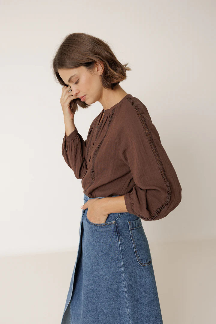 Double-Gauze Lace Blouse