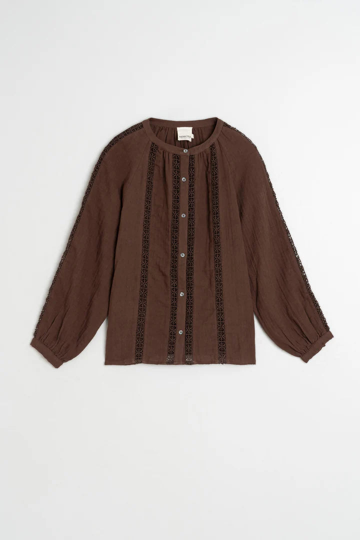 Double-Gauze Lace Blouse