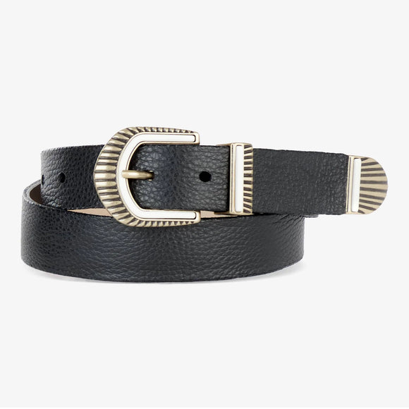 BRAVE LEATHER MYLAH BELT -  WHITE/GOLD