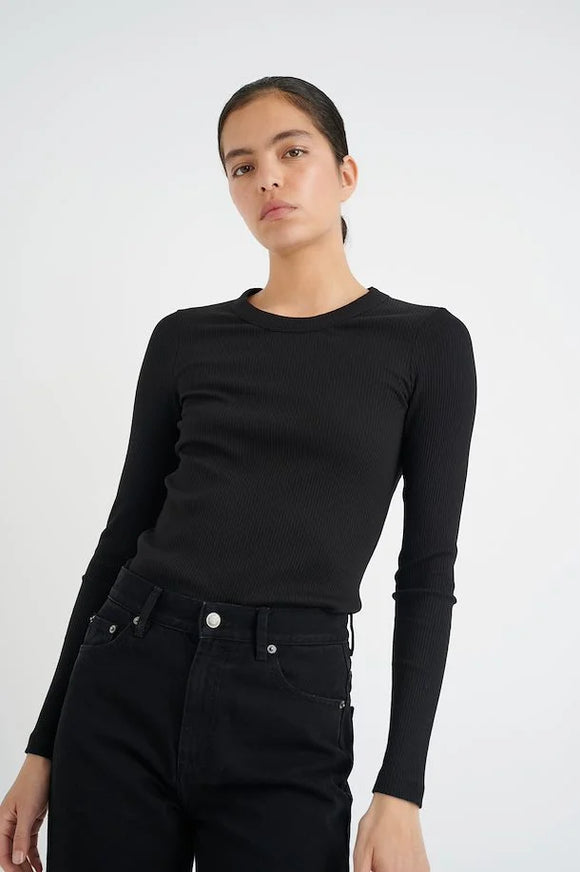 IN WEAR DAGNAL LONG SLEEVE SHIRT -  BLACK