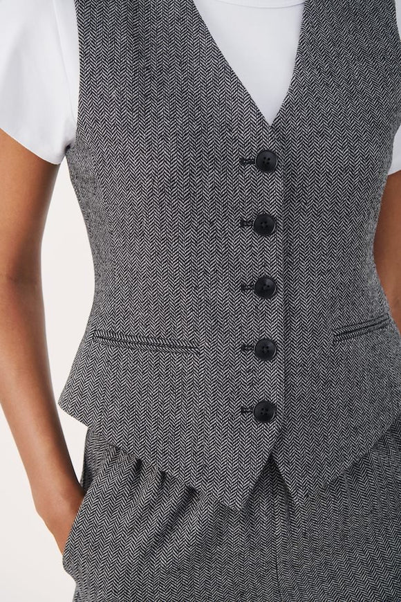 PART TWO RIKKE WAISTCOAT -  BLACK TWEED MELANGE