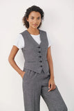 PART TWO RIKKE WAISTCOAT -  BLACK TWEED MELANGE