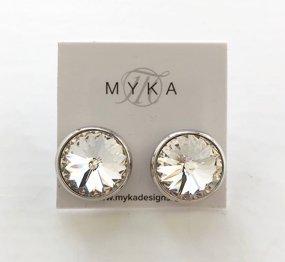 MYKA RHODIUM CRY LARGE RIVOLI EARRING
