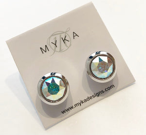 MYKA RHODIUM AB SMALL ROUND EARRING