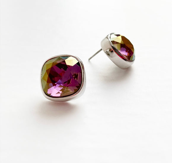 MYKA RHODIUM CUSHION EARRING  - LSHD
